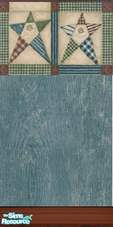 Sims 2 — CountryStar by cares8838 — Quilted Star Border On A Blue Distressed Wood.