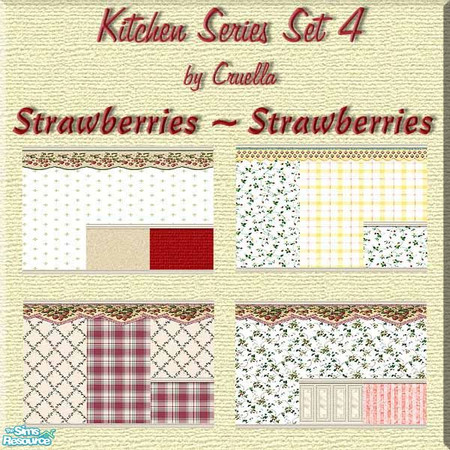 Sims 2 — KitchenSeries Set4 by Cruella — These decorative wallpapers for the kitchen are for the "berry"