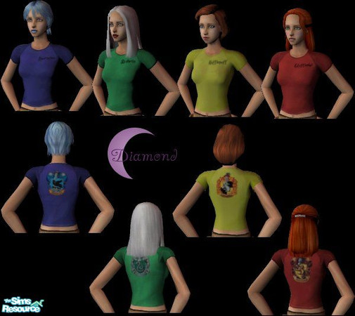 Sims 2 — D2DHogwarts T-Shirts II by D2Diamond — T-Shirts for women from Hogwarts. One for each house! Designed by Diamond