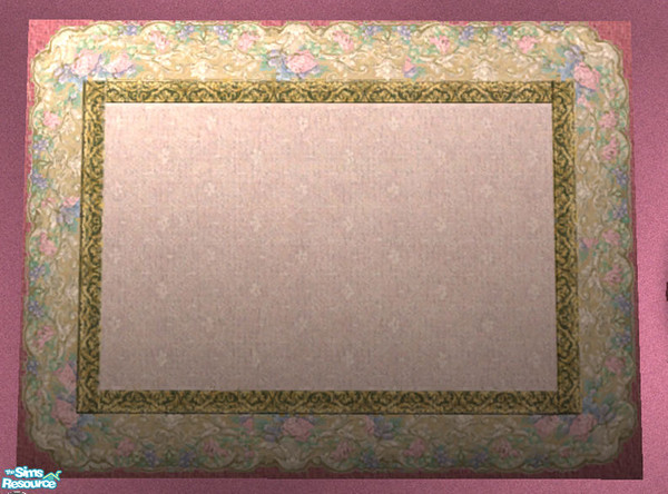 Sims 2 — Gilded, Floral Area Carpet by dancingaphrodite — Lace patterned center surrounded by golden border. Outer