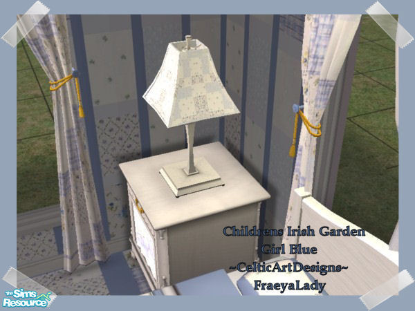 Sims 2 — Childrens Irish Garden Girl Blue Lamp by Fraeyalady02 — This Pattern is from the quilts my Mother and I would