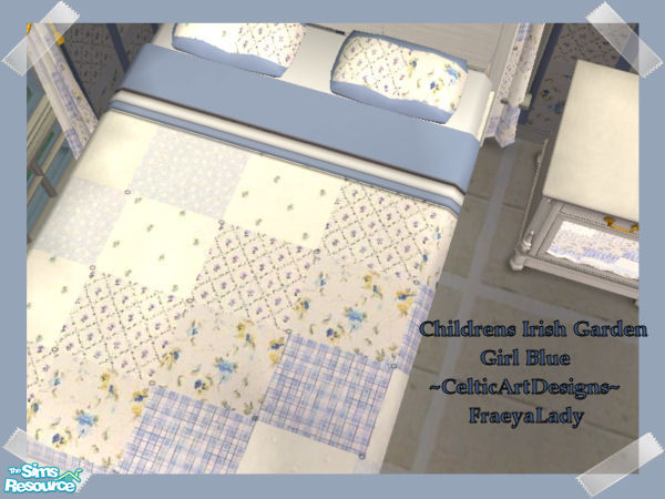 Sims 2 — Childrens Irish Garden Girl Blue Bedding by Fraeyalady02 — This Is the quilt my Mother and I used to make for