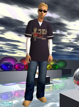 Sims 2 — Triple Five Soul Black by sgoobysnacks — Triple Five Soul Black t-shirt with white undershirt....blue jeans and