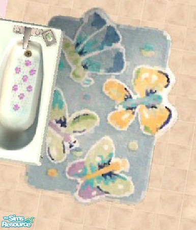 Sims 2 — Butterfly Bath Mat by SSilver — A new part of my "Butterfly Bathroom" Set. You need the original mesh
