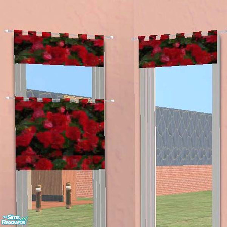 Sims 2 — Red floral curtain and valance by buntah — This is part of my Versatile Valances set. It will show as a color