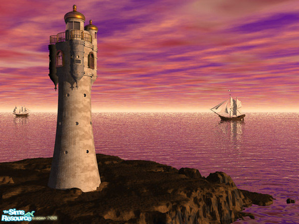 Sims 2 — Dark Design's Lighthouse of A'Zabourn by Dark_Design — The lone lighthouse letting sailors know when land is