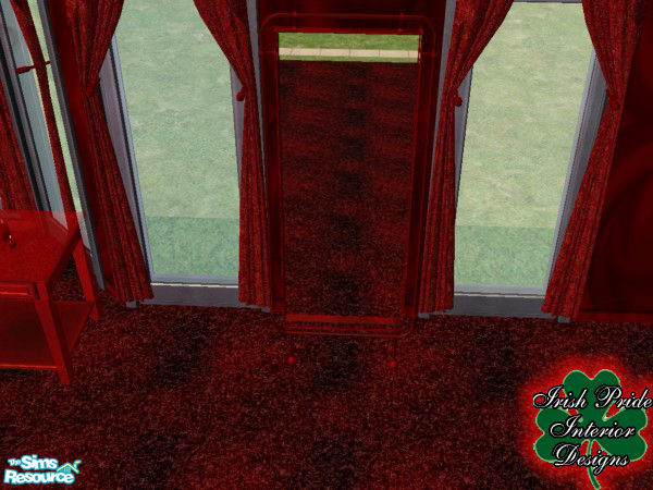 Sims 2 — Red Modern Floor Mirror by Irish Pride — The Red Modern Floor Mirror is constructed of a high grade metal,