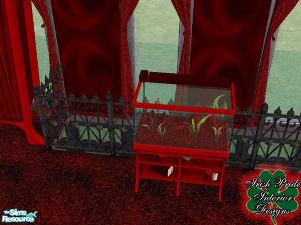 Sims 2 — Red Modern Fish Tank Frame by Irish Pride — The Red Modern Fish Tank is made of hard Oak and then painted a