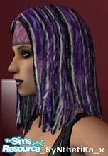 Sims 2 — Dark Orchard Purple Dreads by x_syNthetiKa_x — Mixed purple dreads with white and black accents added in to give