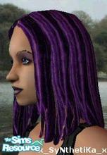 Sims 2 — Purple and black dreadlocks by x_syNthetiKa_x — Also available in blue, green and black dreads.