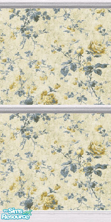 Sims 2 — Roses and Ribbons - Cream Floral Wall by stitchy — Part of a set.