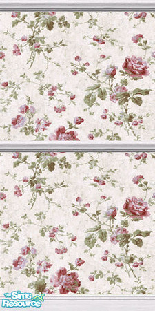 Sims 2 — Roses and Ribbons - Red Floral Wall by stitchy — Part of a set.