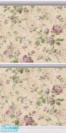 Sims 2 — Roses and Ribbons - Pink Floral Wall by stitchy — Part of a set.
