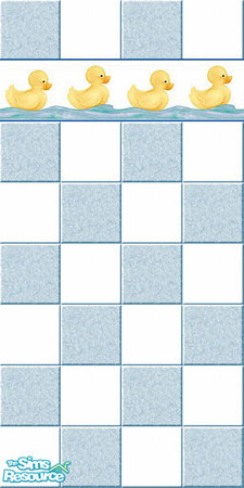 Sims 2 — Duck-Tile by Sol�a — Blue and white tiles with ducky decor. Kwack kwack...