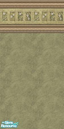 Sims 2 — Moss Green by Sol�a — Dark green wallpaper, border with dragonflies and hand sculpted wooden details.