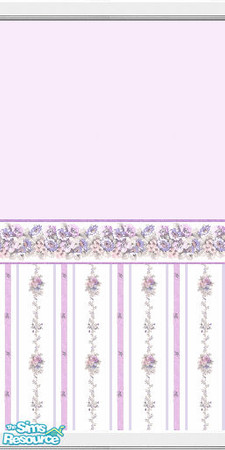 Sims 2 — Summer Garden by Sol�a — Classic floral wallpaper in pink with border.