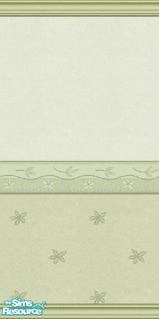 Sims 2 — Fleur Moderne by Sol�a — Modern floral print in soft green tones with matching border.
