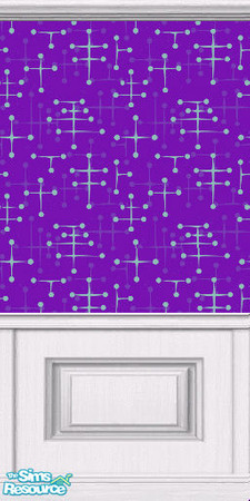 Sims 2 — Eames Wallpaper (Grape) by DJLadyPope — Grape colored 1950's wallpaper with white coffer. Pattern by