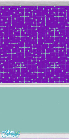 Sims 2 — Eames Wallpaper (Grape) by DJLadyPope — Grape colored 1950's wallpaper with green paint. Patterny by