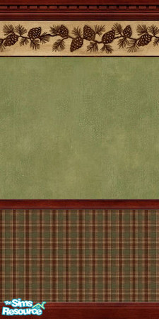 Sims 2 — Pinecone Plaid Wallpaper by chichichi — A masculine print perfect for the family room or cabin.