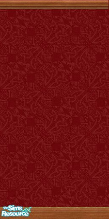 Sims 2 — CelticArtDesignsRubyRedTrim by Fraeyalady02 — Ruby Red wall with celtic designs. Wood Trim.
