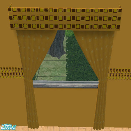 Sims 2 — Yellow Curtains by saramkirk — This is the curtain from my Yellow Squares Nursery Set.