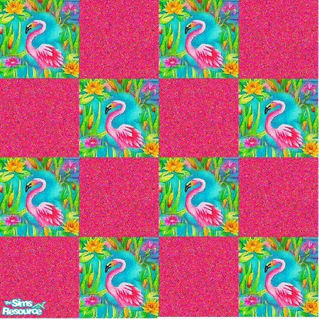 Sims 2 — Flamingo Beach Tile Floor by Betsy4arts — This tile floor is made up of pink coral blocks and fun flamingo