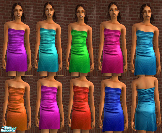Sims 2 — Shades of Satin by ShortyBoo — Nine beautiful satin dresses in all different colors. 