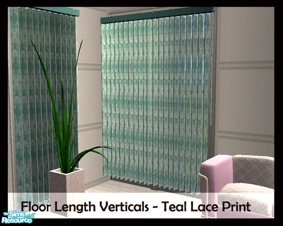 Sims 2 — Floor Length Verticals - Teal Lace by miss_beki — Floor Length Verticals in Teal Lace Texture. Please download