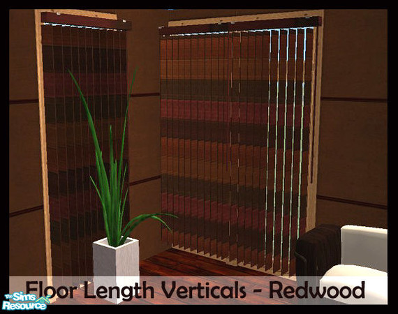 Sims 2 — Floor Length Vertical - Redwoods by miss_beki — Floor length Verticals in Redwood. Please download the original
