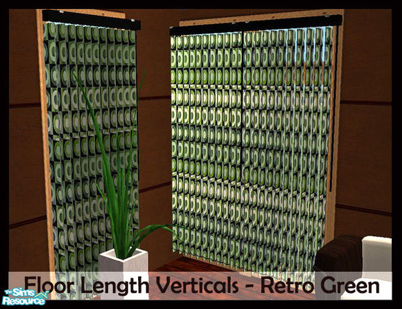 Sims 2 — Floor length Verticals - Retro Green by miss_beki — Floor Length Verticals in Retro Green. Please download the