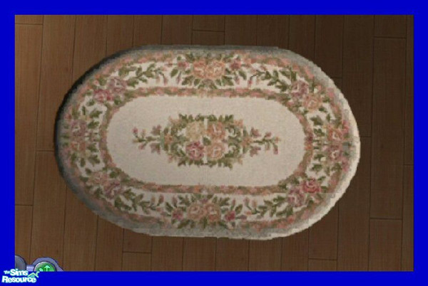 Sims 2 — Shaped Rug:  Oval Country Roses by SSilver — Part of my Shaped Real Rug Set. Please download the the mesh needed