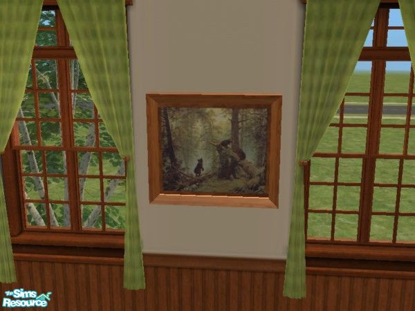 Sims 2 — Fishing Bear Picture II by toriamos — Morning in a Pine Forest by I. Shishkin. You will find this picture under