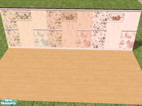 Sims 2 — Roses and Ribbons Collection by stitchy — Collection of nine beautiful, floral walls.