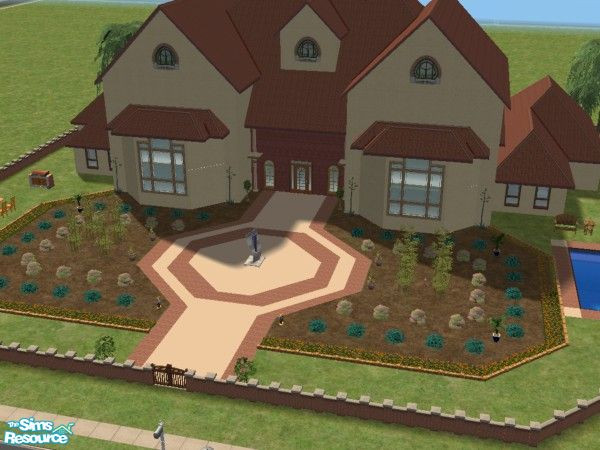 Sims 2 — Magnolia Horizon by chyl — Features a rear garden room, study, rumpus room, family, living and dining rooms.