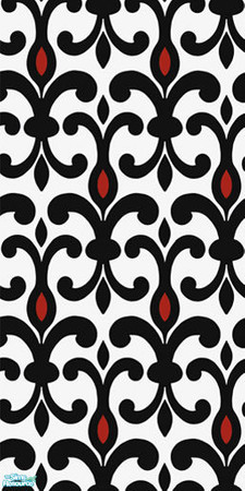 Sims 2 — Bold Black Fleur Wallpaper by jigsawtooth — Bold black and red fleur de lis wallpaper. enjoy!