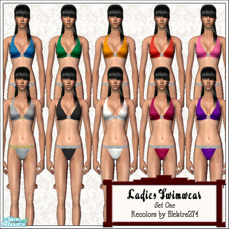 Sims 2 — Ladies Swimwear - Set 1 by elektra274 — A collection of 24 swimswuits for your sim ladies.
