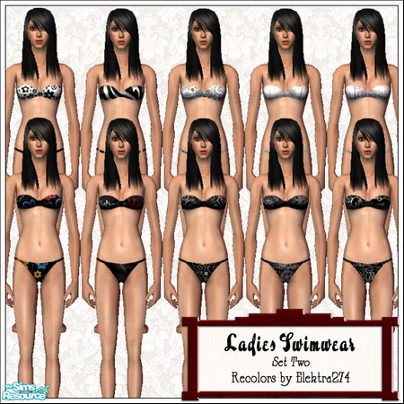 Sims 2 — Ladies Swimwear - Set 2 by elektra274 — A collection of 10 swimsuits for your sim ladies.