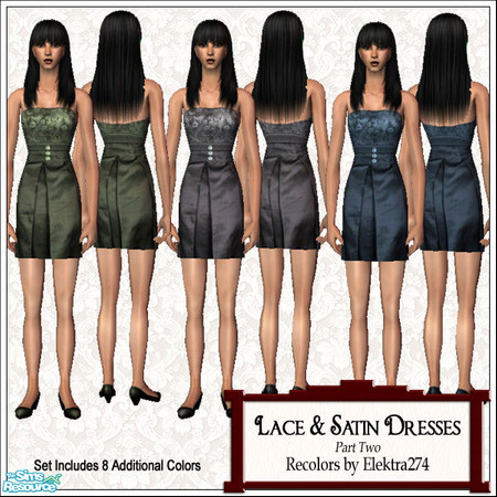 Sims 2 — Lace and Satin Dresses - Set 2 by elektra274 — 2 of 2 collections of strapless lace and satin dresses for your