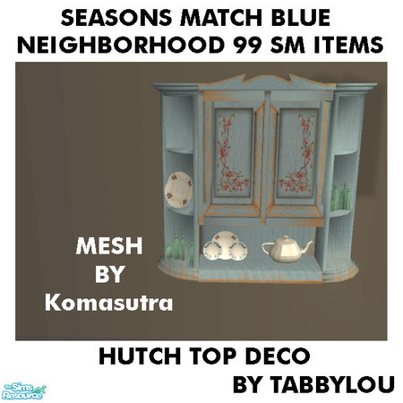 Sims 2 — TL - SM N99 SM Items HutchTopDoors Blue Flowers by TabbyLou — Komasutra\'s Hutch Top Doors Blue with Flowers for