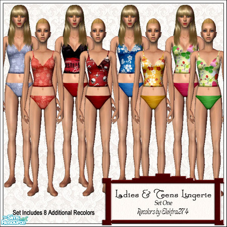 Sims 2 — Ladies and Teens Lingerie - Set 1 by elektra274 — A collection of 16 underwear designs for your sim adults,