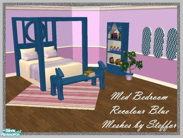 Sims 2 — Med Bedroom Recolour in Blue by mky1374 — Steffor\'s Med Bedroom in Blue Wood. Please don\'t forget the Meshes!