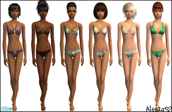 Sims 2 — Sunshine by Aleeza — A set of six bikinis for your female teen sims. No mesh or EP required. Enjoy!