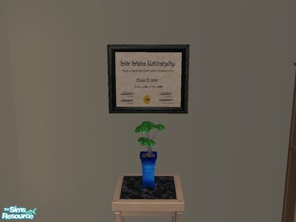 Sims 2 — Sim State University Diploma by TrailRunner782 — Don\'t have University? That\'s ok! This diploma reads: Sim