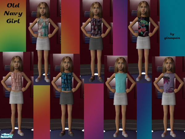 Sims 2 — Old Navy Girls Summer Collection by ginaquin — Tanks and skirts for girls, including one dress.