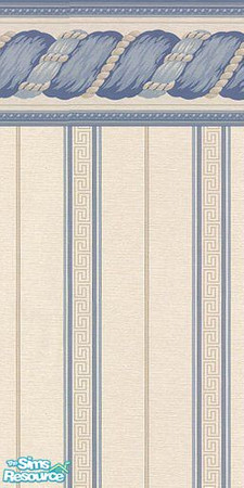 Sims 2 — D2DBlue Rope Wallpaper by D2Diamond — Blue rope border on stripes wallpaper. Part of the Rope Set. Designed by