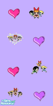 Sims 2 — Powerpuff purple by eglitterbug — Lovely bright powerpuff girls wallpaper.