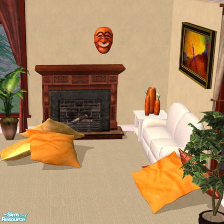 Sims 2 — Mix and Match Floor Cushions Orange by cemre — ***The pink one has the mesh so it must be downloaded for other