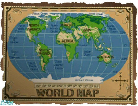 Sims 2 — World Map Rug by SSilver — Part of my Little Simmies' Rug Set. Please download Windkeepers "Real Rug