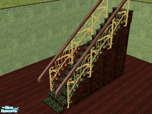 Sims 2 — Green Victorian Living room set stairs by Cori27 — Part of the Green Victorian Living room set.